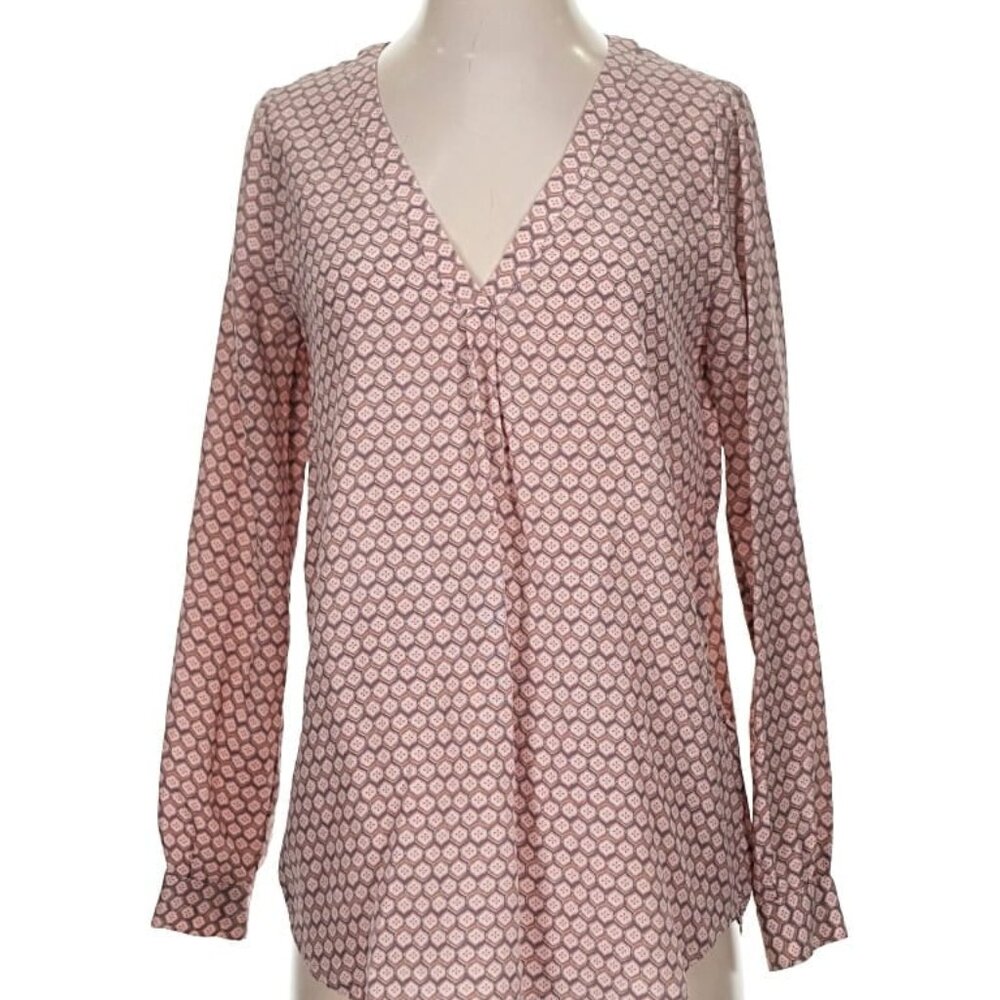 Joie Silk Blouse Pink Floral Print V-Neck Long Sleeve XS Work Top